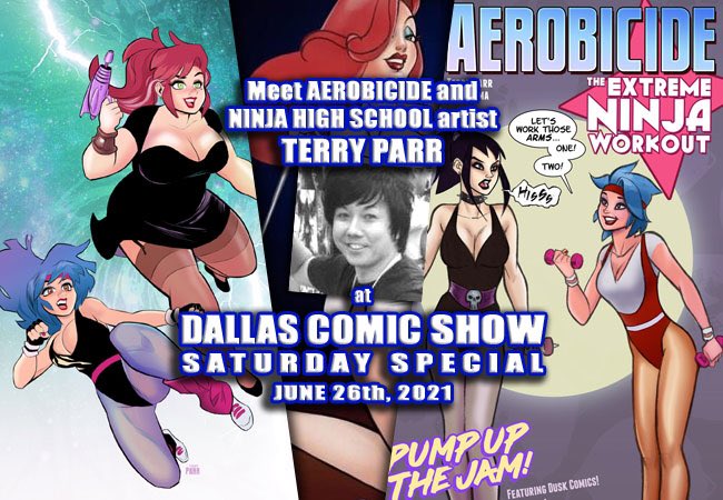 dallascomicshow's tweet photo. Welcome back our buddy #TerryParr (@ShonuffArt) of AEROBICIDE, MANGAVERSE &amp; #NinjaHighSchool fame, joining other comic book creators &amp; cool celebrity guests at #DallasComicShow’s Saturday Special - June 26. Have you got your tickets yet?

https://t.co/GdK7oeMMhf

#ComicCon #Manga https://t.co/n1c29q3DEf