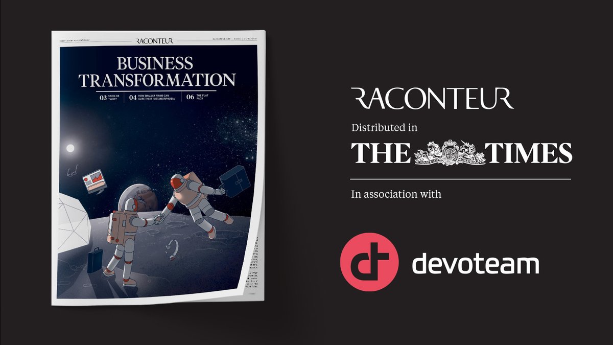 We’re thrilled to be  featured in the latest <a href="/raconteur/">Raconteur</a> Business Transformation supplement in the <a href="/thetimes/">The Times and The Sunday Times</a>  
Check out page 9 to read about Devoteams’ people and innovation focused approach to digital transformation in a post-pandemic landscape. 
bit.ly/RaconteurxDevo…