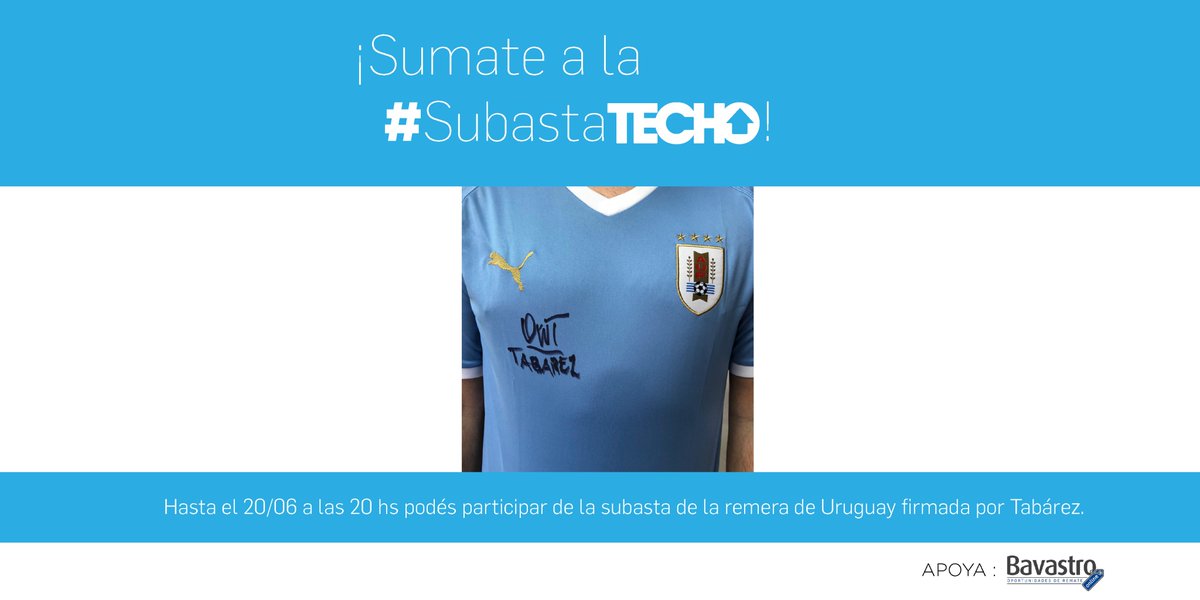 TECHOuy's tweet photo. #SubastaTECHO

Llevate la remera de @Uruguay para alentar en esta @CopaAmerica y apoyá nuestra #ColectaDigital.

Para participar, hacé tu oferta en https://t.co/l0FZQx1sft

¡Gracias por @AUFOficial por el apoyo!

📆 La subasta cierra el domingo 20 de junio a las 20 hs. https://t.co/35WsiFOpuS