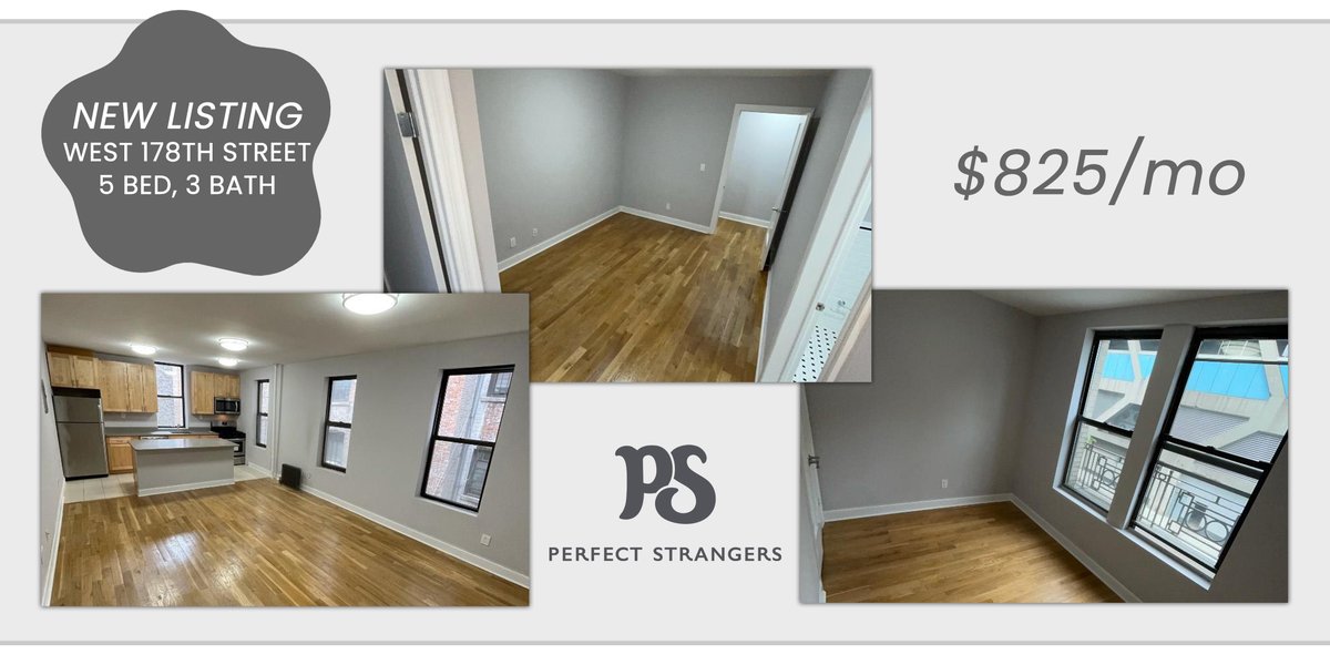 PSofNYC's tweet photo. WEST 178TH STREET • $825 5 BED | 3 BATH

This is a newly renovated 5 bedroom with 3 full bathroom. The apartment is located on the 5th floor in an elevator building on 180th near Broadway. Great sized living room, and gorgeous kitchen with a dishwasher.

https://t.co/c4m3DtiVRO https://t.co/sygXVFW1Gm