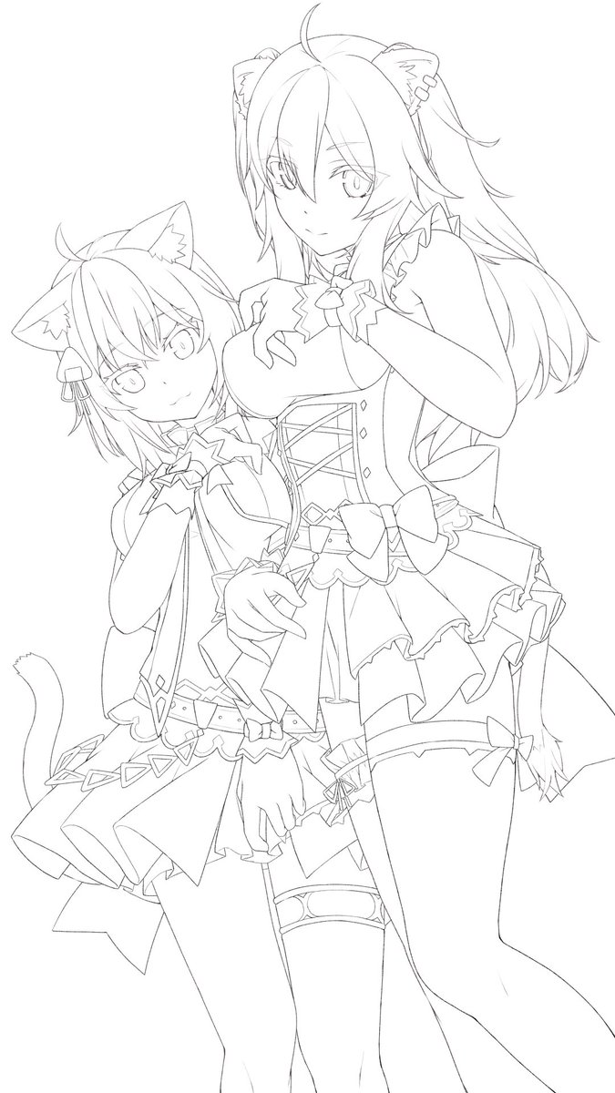 あとでFANBOXにデータとタオル無版上げときますね。
明日の夜になるかも。。。
あと線画こんな感じです☺️ 