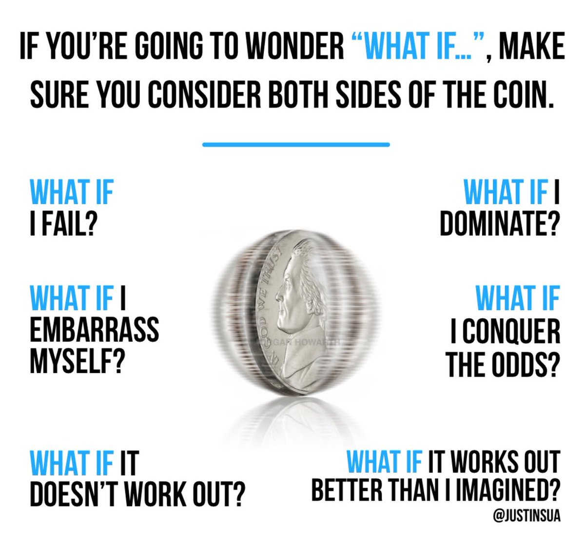 Justinsua's tweet photo. When the future is uncertain, it’s easy for negativity to fill the void. However, in those moments it’s important to generate potential positive outcomes as well. https://t.co/JxZOOUIO8k