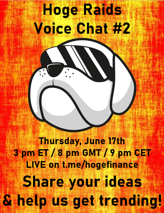 HogeRaids's tweet photo. Make sure to join us for our second voice chat over at https://t.co/wwGlIIgoCc!😎

Got Leadership? Got Talent? 👀
#HOGE NEEDS YOU!

Join Us. This Thursday, June 17, 2021.
 3pm ET | @ 8pm GMT | 9 pm CET

Everyone’s INVITED! ❤️ https://t.co/Yzbh5E2eVJ