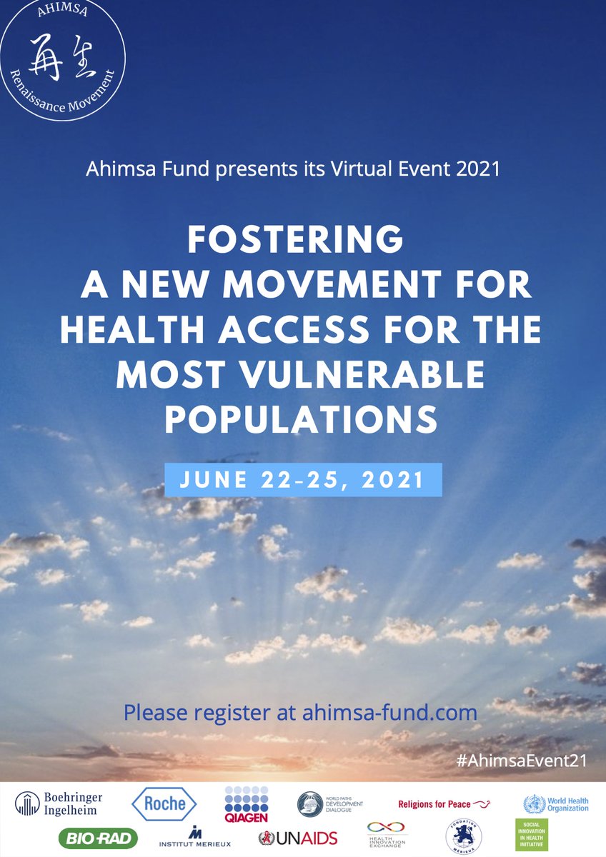 religions4peace's tweet photo. Don't forget! 

Tomorrow begins the @AhimsaFund's virtual 🖥 event:  Fostering a new movement for health access for the most vulnerable populations 🌍🩺

#AhimsaEvent21

Look here for more information: https://t.co/vdapmG5jPg https://t.co/5uITzFYRUl