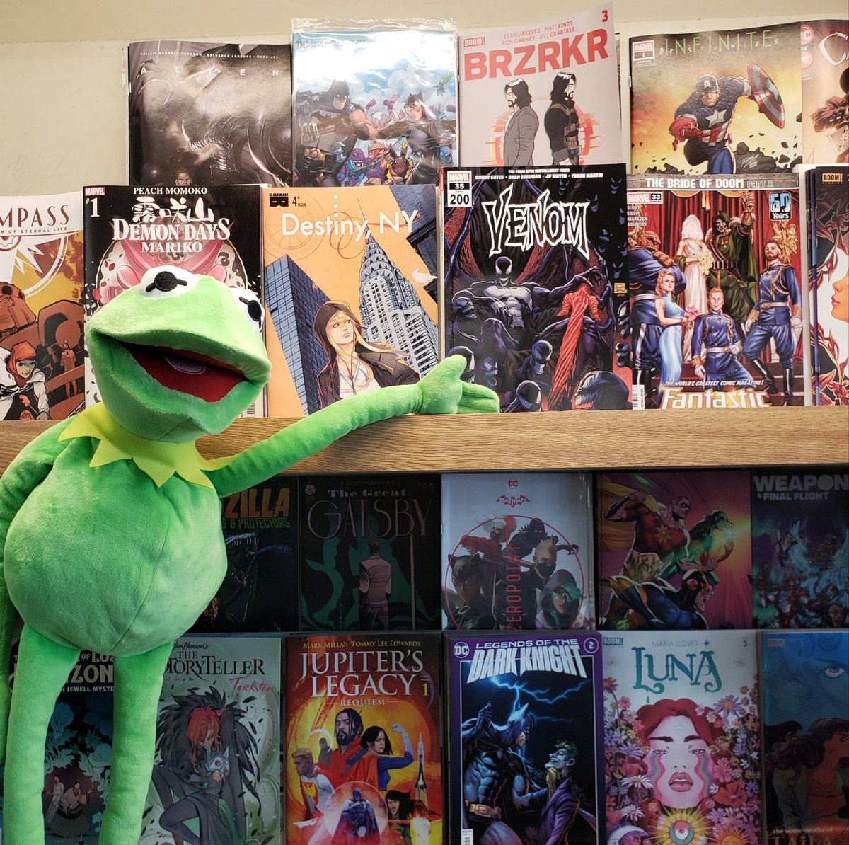 The comics are all here and pulls are ready! Thank you so much for your patience! Kermit is super excited to check out <a href="/Doncates/">DONNY CATES</a>' last issue of Venom!