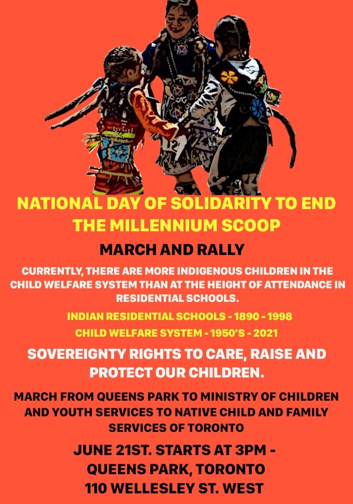 Join the national day of solidarity to end the Millennium Scoop! Rally to demand justice for Georgia and all Indigenous children in foster care!

MCFD Office: 13680 105A Ave, Surrey
Monday, June 21 at 12pm
Facebook event: facebook.com/events/2906691…