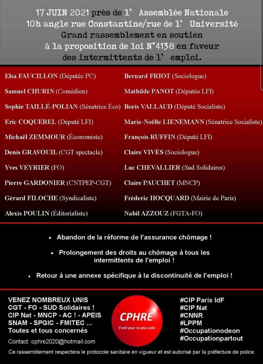 Je serais demain matin devant l’AN pour soutenir la proposition de loi en faveur des #intermittentsdelemploi 
Comme par exemple les guides touristiques, les salariés de l’événementiel, de l’hôtellerie, essentiels au rayonnement de Paris mais grands oubliés des plans de relances