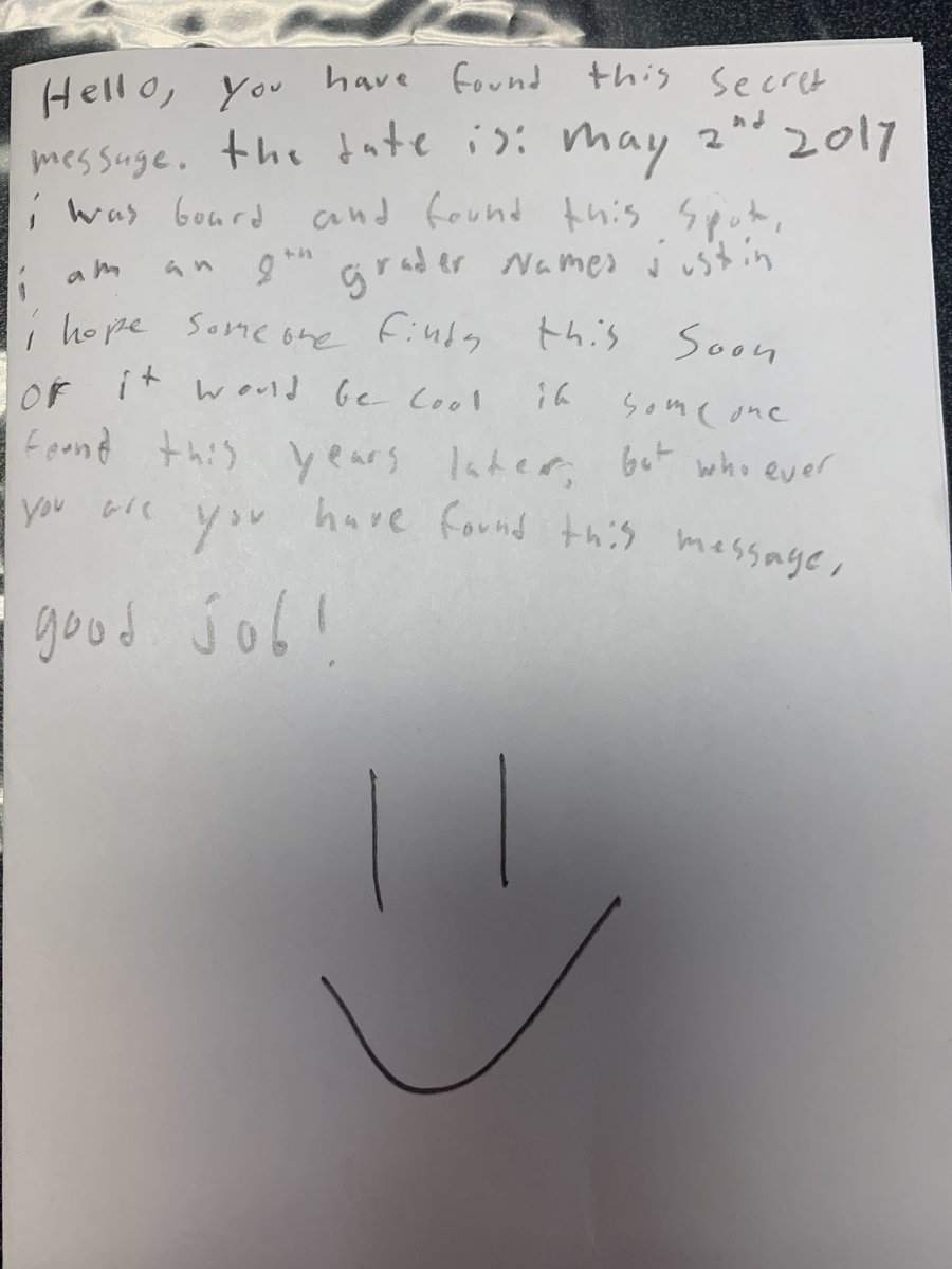 AustinISDLibs's tweet image. Yesterday was &quot;Move-Out&quot; day for the re-carpeting at Small MS library.  These great notes were found under a shelf. Got to love Middle Schoolers!