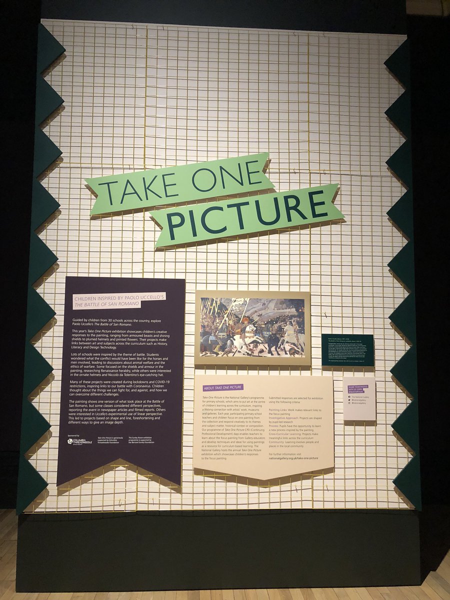 What a wonderful evening. Thank you <a href="/NationalGallery/">National Gallery</a> and the #takeonepicture exhibition organisers for a fabulous variety of work. A privilege to see <a href="/bromleyJunEYFS/">Bromley High School Early Years</a> ‘Fruits of San Romano’ on display. @GDST <a href="/bromleyhs/">Bromley High School</a> #artiseverywheremw #childrenseyemw