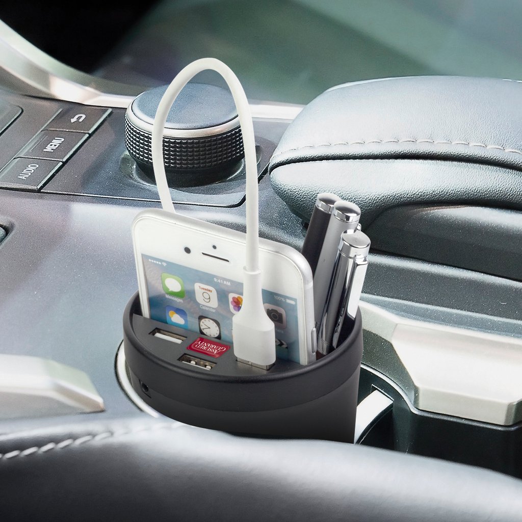 HandStandsPROMO's tweet photo. Hitting the road? The Roadtrip is a charging station that fits in the cup holder of your car.  With three built-in USB ports you are able to charge up to three devices at once, and store additional objects such as change. https://t.co/OlwsBrtz20