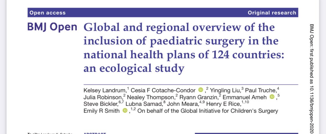 National health plans are a chance to address childrens’ surgical needs, but more concrete language is needed to prioritize them! We present a framework to address children’s surgical needs in nat’ health plans: <a href="/BMJ_Open/">BMJ_Open</a> bmjopen.bmj.com/content/11/6/e… <a href="/GICSurgery/">GICS</a> <a href="/HarvardPGSSC/">Harvard Global Surgery</a>