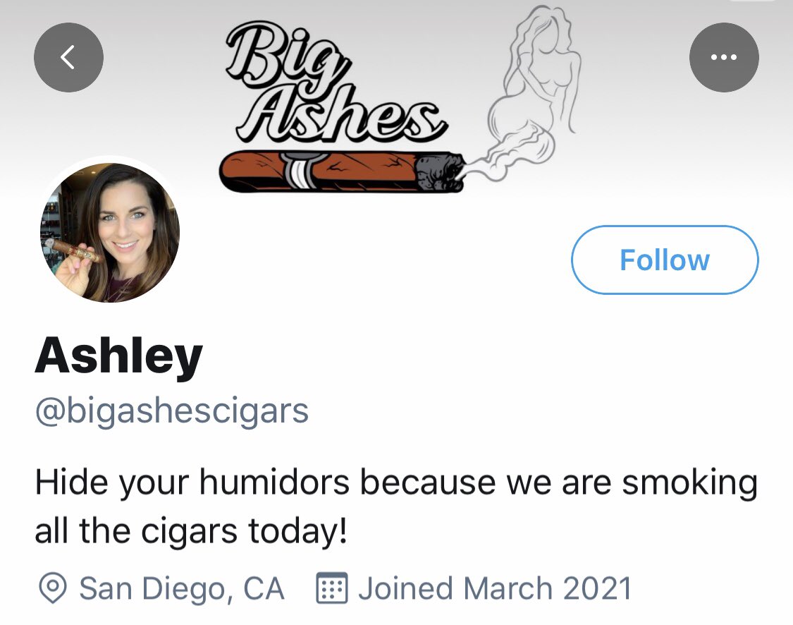 Greetings Brothers and Sisters of the Leaf, please welcome Miss Ashley to the Twitter World of Smoke with a “Follow” and make Her feel welcome to our Family ❤️
<a href="/bigashescigars/">Big Ashes</a> ~ much appreciated 🙌🏼🔥💨💯 and keep on #SmokinSalamamcaStyle