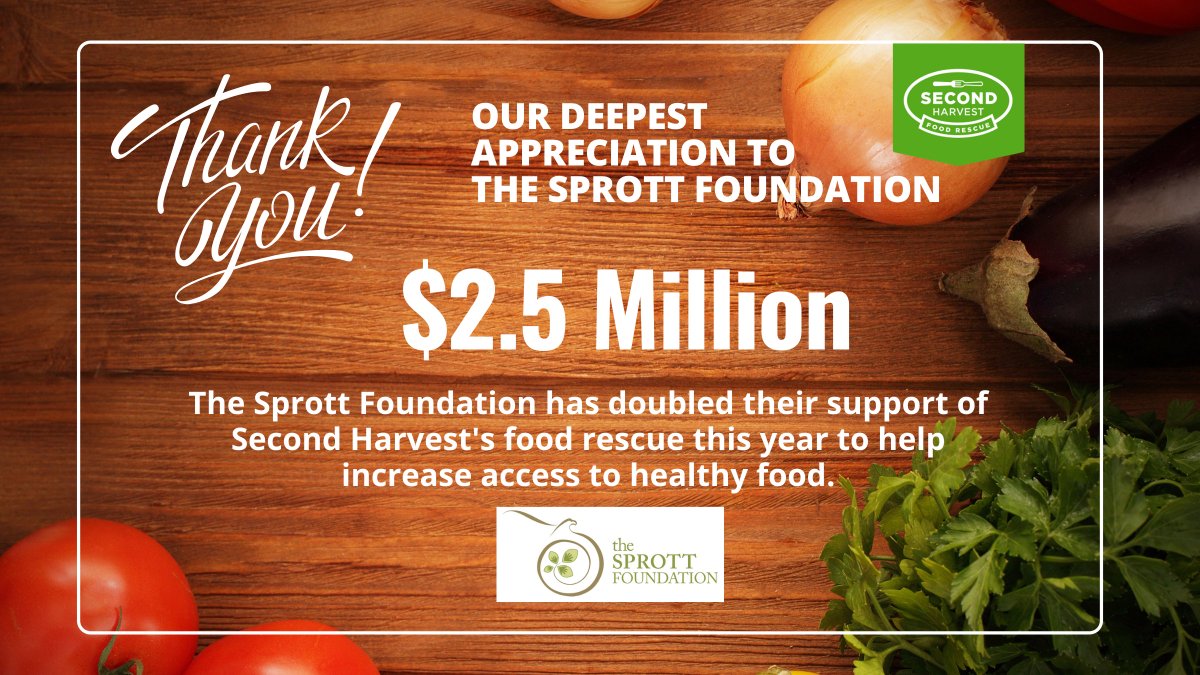 SecondHarvestCA's tweet photo. Our deep thanks to The Sprott Foundation who doubled their support of food rescue this year to help increase access to healthy food during the pandemic &amp; beyond. Read the press release: https://t.co/OI6TNcxHwb &amp; our 1 on 1 interview with Juliana Sprott: https://t.co/KhCaw6AZbF https://t.co/5mMdXTFDr2