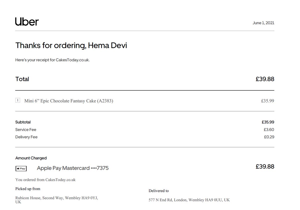 Hemz0306's tweet photo. Charged for an order that never reached me. Worst customer support. #uberteatsuk https://t.co/GqX7Re3Grh