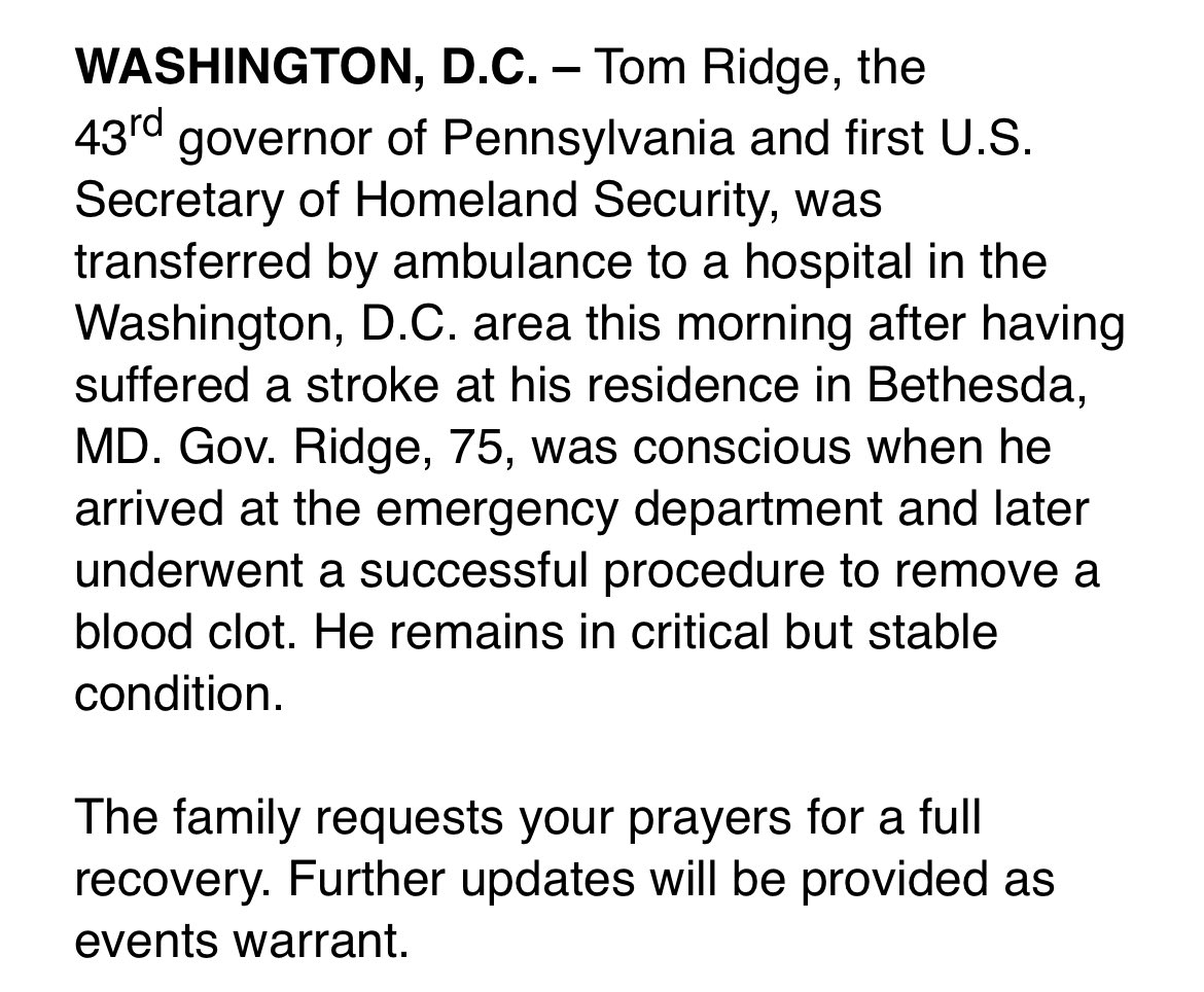 Gov. Tom Ridge on Twitter: 