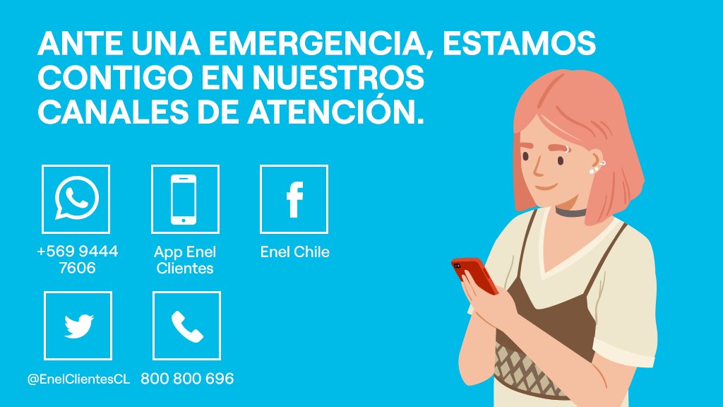 Enel_Informa_CL's tweet photo. Contamos con diversas alternativas para que puedas comunicarte con nosotros cuando lo necesites. Escríbenos, llámanos o contáctanos a través de nuestros canales atención. Conócelos todos en https://t.co/qP6l09cLZK
#Conversemos #EnelTeEscucha https://t.co/yvmxvxAzkM