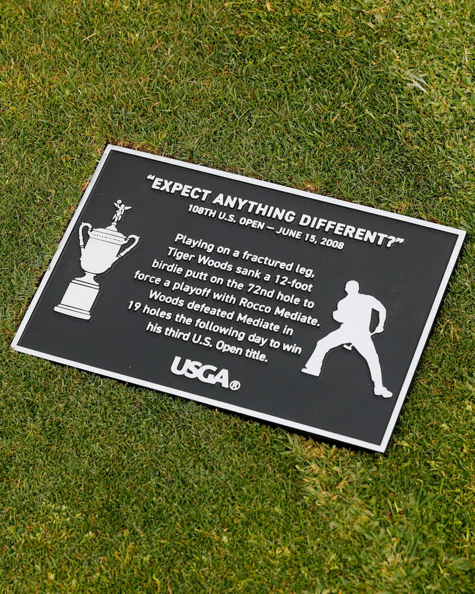 usopengolf's tweet photo. The scene was the 18th hole in the final round of the 2008 #USOpen at @GolfTorrey. 

@TigerWoods faced a 12-foot birdie putt to force a playoff against @RoccoMediate. 

Now, that iconic moment is commemorated in history. #ExpectAnythingDifferent https://t.co/Ow4ABO9coj