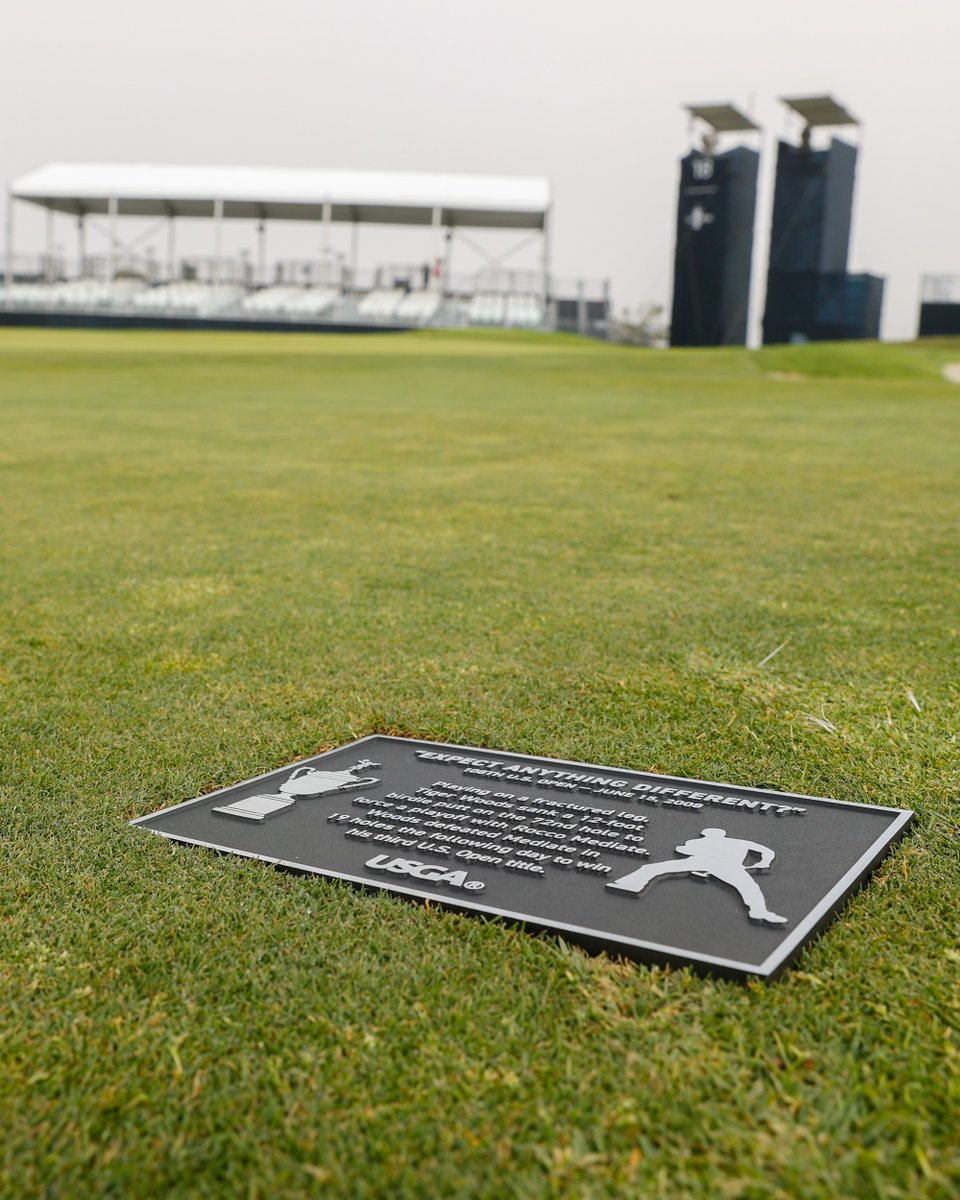 usopengolf's tweet photo. The scene was the 18th hole in the final round of the 2008 #USOpen at @GolfTorrey. 

@TigerWoods faced a 12-foot birdie putt to force a playoff against @RoccoMediate. 

Now, that iconic moment is commemorated in history. #ExpectAnythingDifferent https://t.co/Ow4ABO9coj
