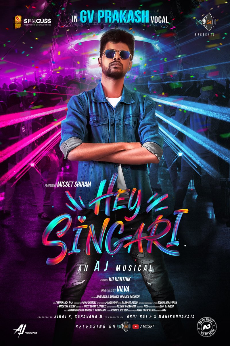 #HeySingari - First look♥️✨ A @gvprakash Vocal ♥️ Starring - @Sriram_micset | @Apoorvasrao1 @micset_official