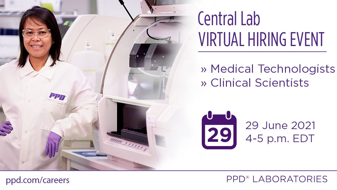 PPDCareers's tweet photo. Calling all clinical scientists and medical technologists - join us for a virtual hiring event! Learn more and register today. >> https://t.co/00z1Eb2s79
#PPDcareers #PPDlabs https://t.co/ZLBjh8sbf9