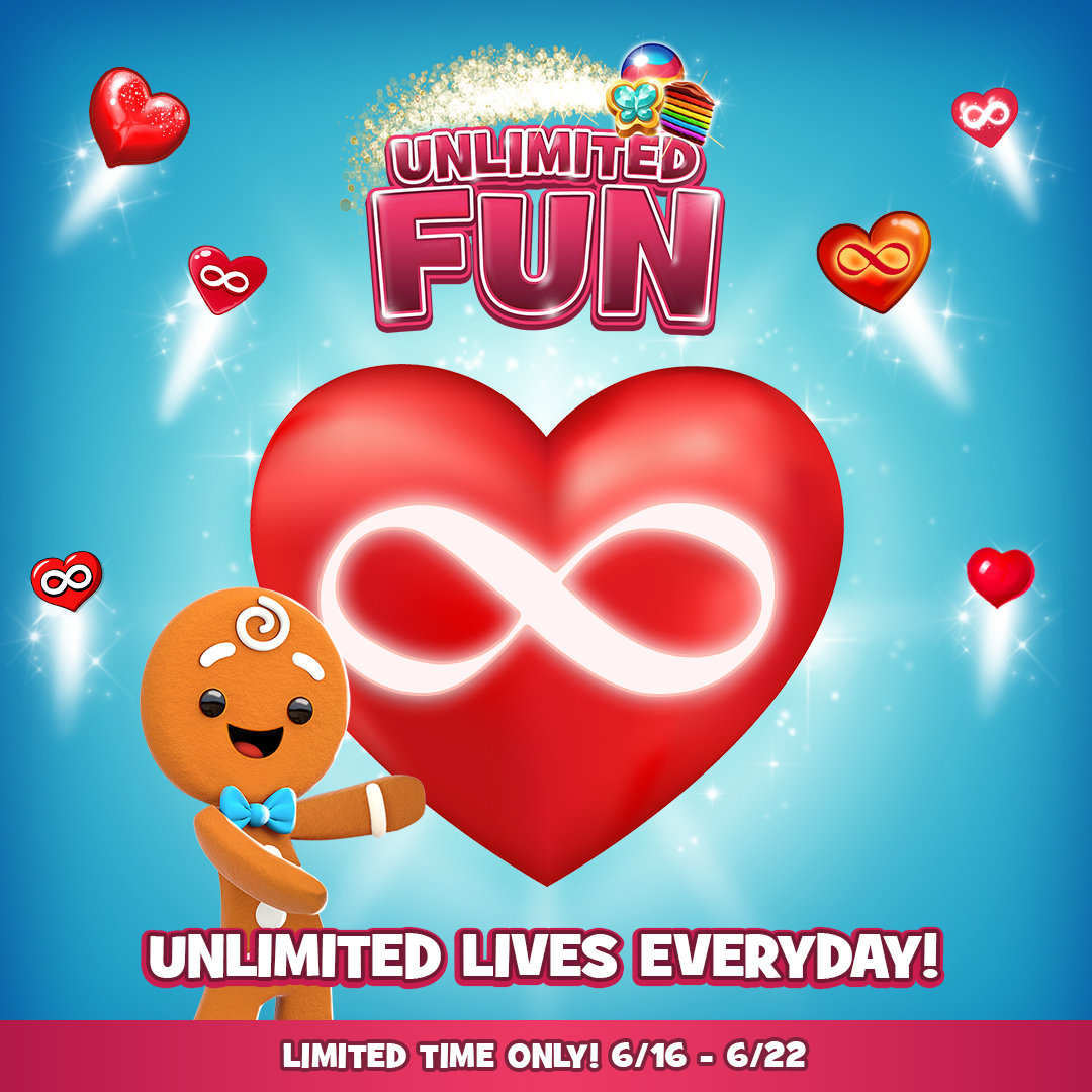 cookiejamblast's tweet photo. 🌞We’re kicking off summer with unlimited lives!
Play now to have unlimited fun! 
This limited time event will have you leveling up until 6/22! https://t.co/v4K5ll2xO6