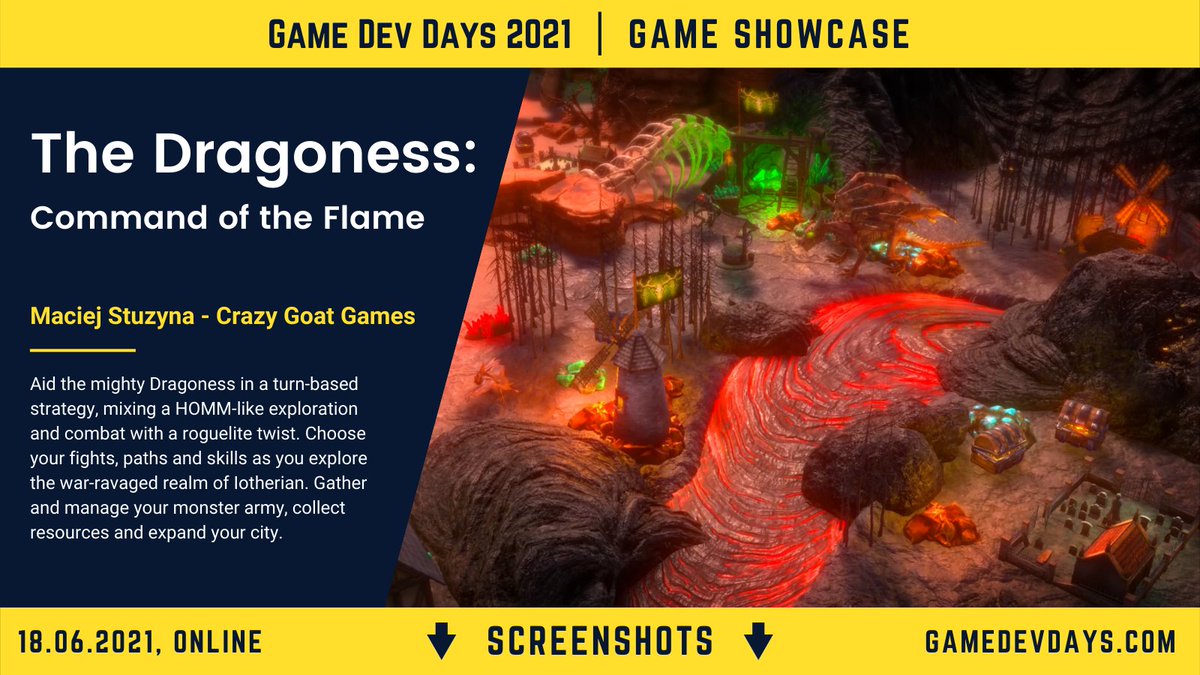 gamedevdays's tweet image. Meet the games being shown at the #gamedevdays 2021!
The Dragoness: Command of the Flame is a turn-based strategy game where you aid the mighty Dragoness, mixing exploration and combat with a roguelite twist.
More details at: gamedevdays.com/game/the-drago…
#indiegame #gddg21