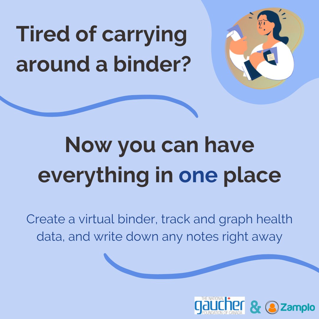 ChristineWNGF's tweet photo. How can @Zamplo_app help individuals living with Gaucher? 

Zamplo allows individuals to keep track of all their health data virtually!

To learn more about Zamplo, visit @Zamplo_app. To get started on Zamplo, sign up here: https://t.co/l4VLhDKrrt 

#raredisease #gaucherdisease https://t.co/zCNnqwldQl