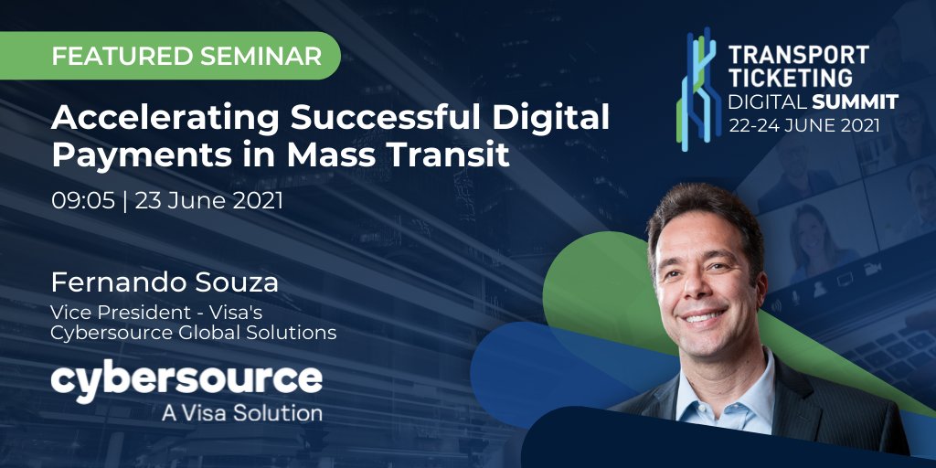 Cybersource's tweet photo. Join us at the Transport Ticketing Digital Summit 22-24 June. Hear from @Visa and @Cybersource as we explore how transport operators and authorities around the world are embracing the latest ticketing technologies. https://t.co/Dad50Qk3Mw #TTDigitalSummit #contactlesspayments https://t.co/a1p70yqtGO