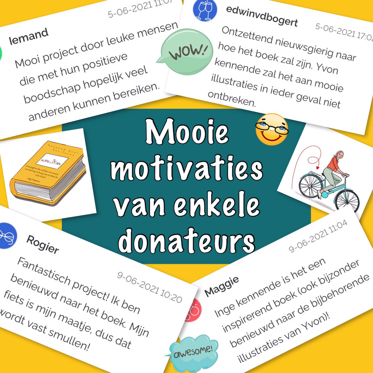 Een kleine greep uit de vele motivaties die donateurs achter lieten op voordekunst.nl/projecten/1210… #FeelGood #storytelling #Bicycle