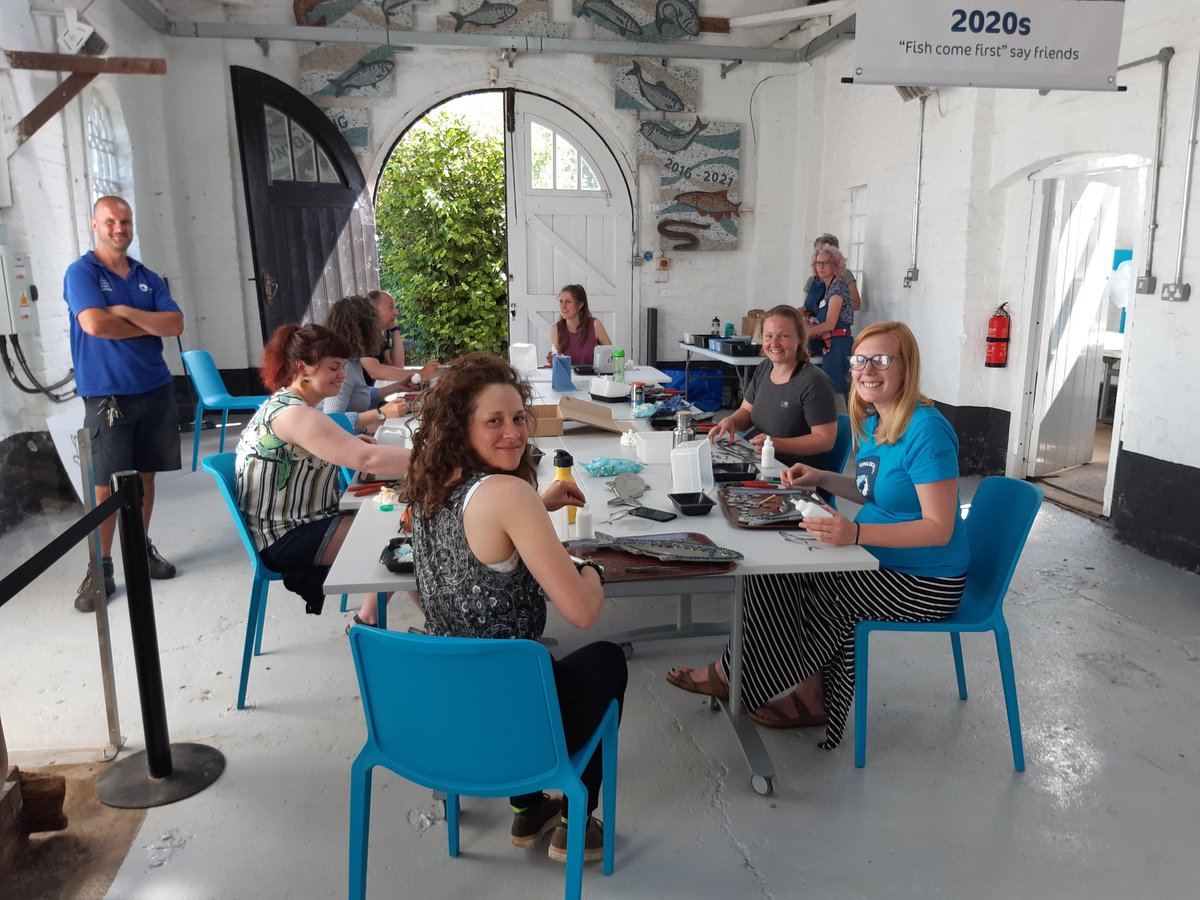 SevernUnlocked's tweet photo. Our activity team reconnecting in person for the first time in a long time! And inspired by the great work of local school children @CherryOrchardPS now gracing our workshop wall, we tried our hand at a little shad mosaic! 🐟👩‍🎨👨‍🎨🐟Thanks for the guidance @TomatoJackArts https://t.co/zUCchzNjBM