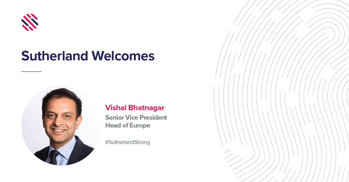 SutherlandCorp's tweet photo. .@bhatnagar_v joins Sutherland as SVP, Head of Europe. With over 25 years of experience as a tech-commercial leader in products, services, and consulting, Vishal is poised to expand our impact across Europe. Welcome, Vishal! https://t.co/hJSArC2aLM
#SutherlandStrong https://t.co/taLTSEd2NO