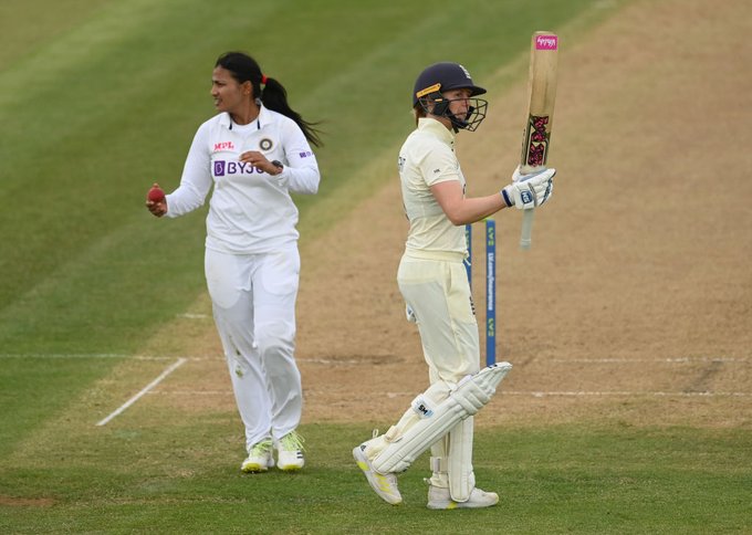 Sneh Rana took 3 Wickets on Day 1. PC: ICC/Twitter