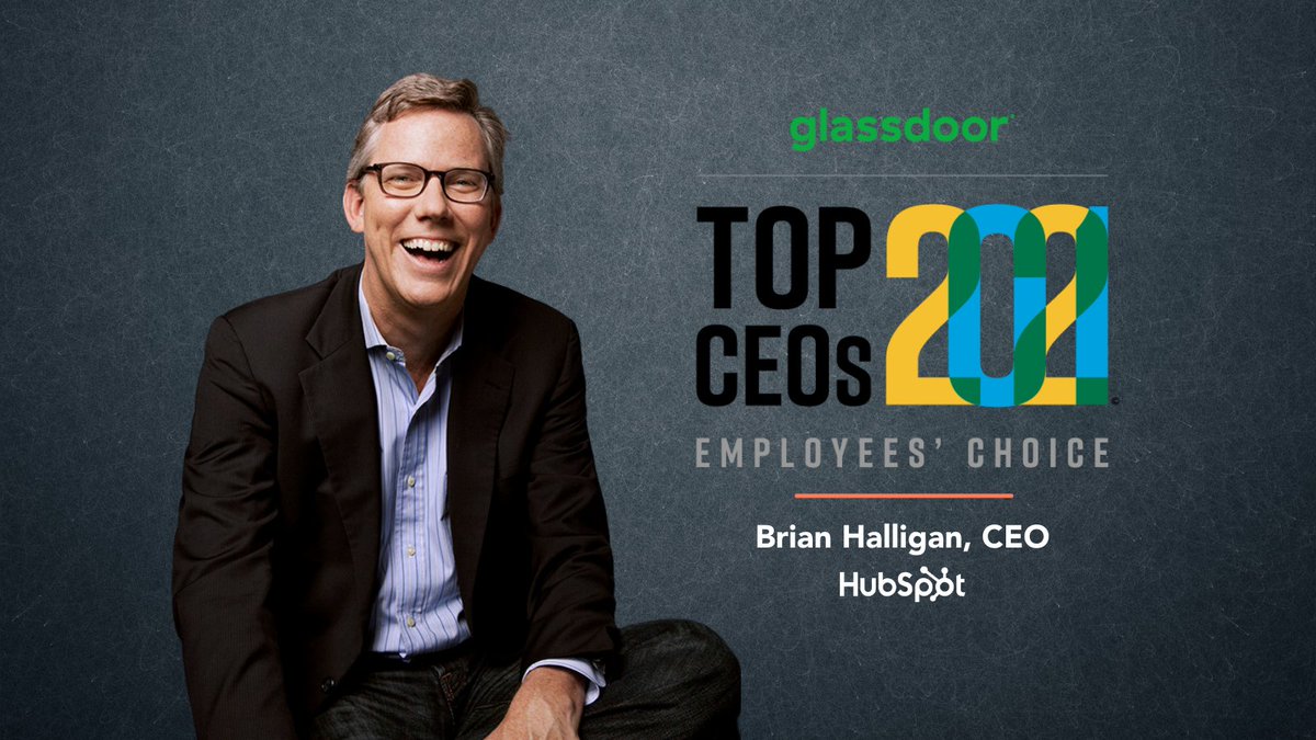 Thanks to reviews from our employees, our CEO Brian Halligan has been named a 2021 <a href="/Glassdoor/">Glassdoor</a> Top CEO! Read more about the award here: hubs.life/glassdoorceo #TopCEOs #hubspotlife