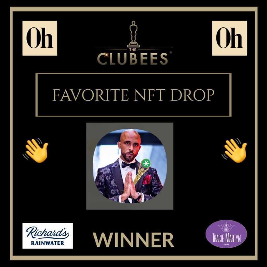 Somehow I won the ‘Clubee’ for best #nft drop! 🤣🤯 It’s A GREAT HONOR that SOCIALLY CONSCIOUS #nftart IS BEING RECOGNIZED!! By highly influential people. #SPINEMA is changing the world. <a href="/LeahLamarr/">Leah Lamarr</a> <a href="/NicoleBehnam/">Nicole Behnam</a> <a href="/jin_diesel/">Jin aka WOLF x LION</a> <a href="/farokh/">Farokh (Perma/Bull)</a> <a href="/Clubhouse/">Clubhouse</a> #NFTartist ❤️❤️