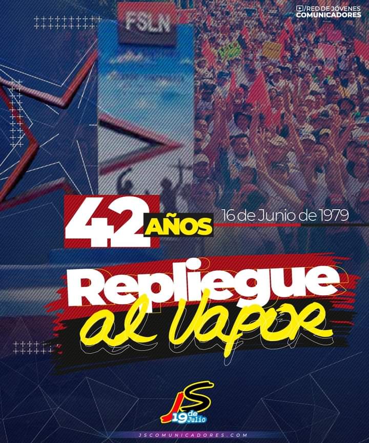 #Nicaragua Conmemoramos el 42 Aniversario⭐ del Repliegue al Vapor,❤🖤 con firmeza, valentía, heroísmo✊🏼 y con más compromiso Revolucionario.🤩

#SeguimosCambiandoNicaragua #LaPazEsElCaminoDaniel2021