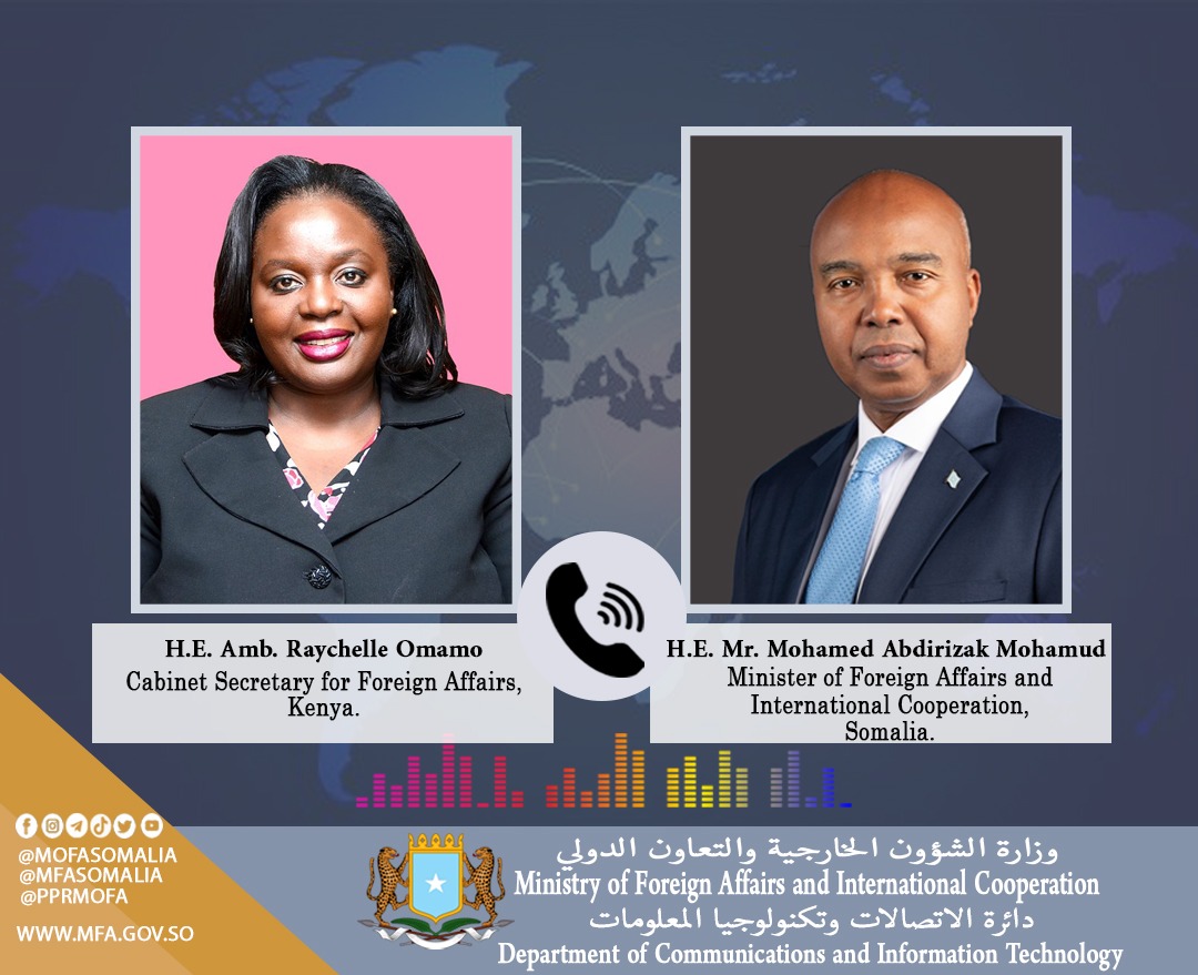 In a phone call, the Foreign Ministers of #Somalia and #Kenya emphasized the need to re-establish amicable diplomatic relations and reopen the embassies of the two countries in #Nairobi and #Mogadishu.
🔗➡mfa.gov.so/wp-content/upl…