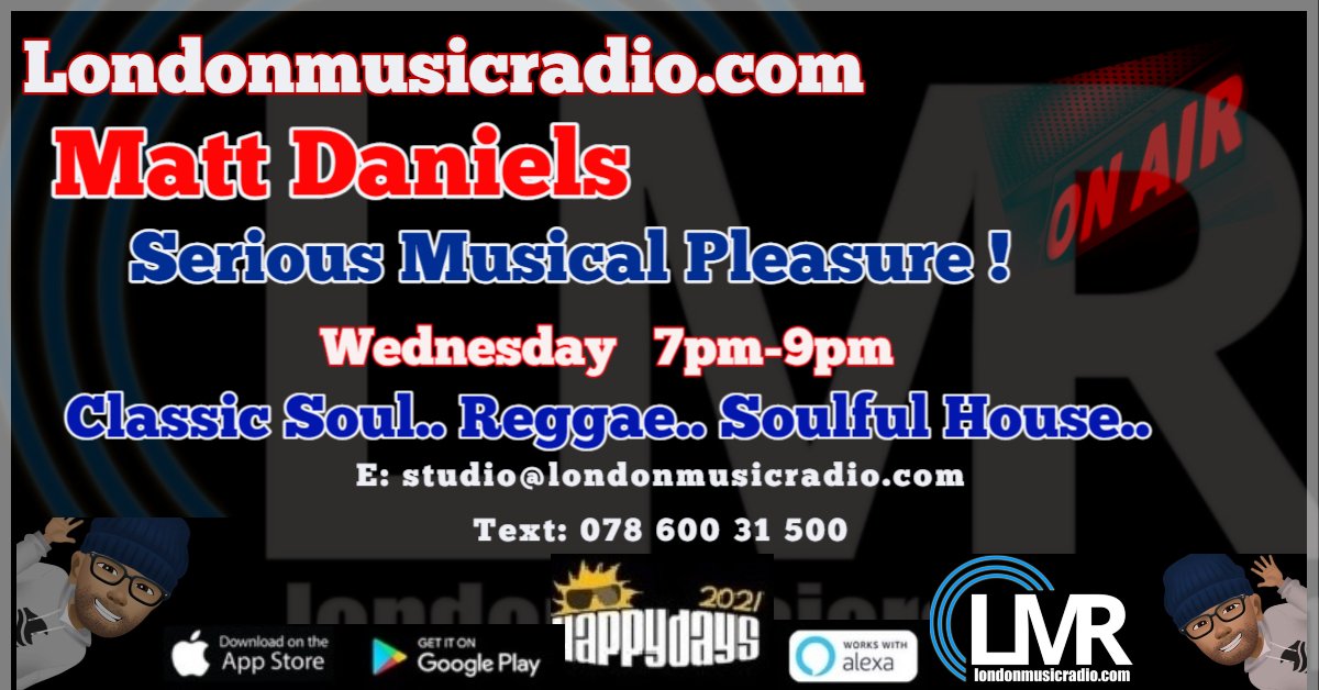 mattdanielsdj's tweet photo. #soulful #housemusic #classicsoul
Back for our hump day musical affair... hope you can join me...live @ 7pm https://t.co/B5quHYoTqX