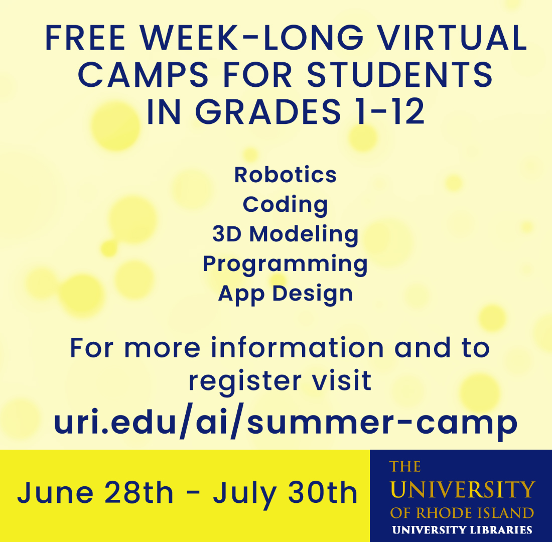 AI Lab Summer Camps are open for registration. Register at uri.edu/ai/summer-camp 

#uri #universityofrhodeisland #universityofri #rhody #ailab #uriailab #artificialintelligence