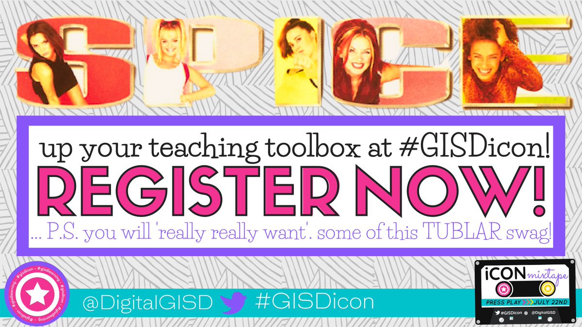 Garland ISD’s Digital Learning Team (@digitalgisd) on Twitter photo Come SPICE up your teaching and join other <a href="/gisdnews/">Garland ISD</a> Ts at #GISDicon on July 22nd! The sessions are personalized so YOU can choose to learn 🎶'what YOU want what you really really want"🎶. 
We 'WANNA BE' spending the day with YOU! 🔗bit.ly/iconmixtape
#GISDlearning Come SPICE up your teaching and join other <a href="/gisdnews/">Garland ISD</a> Ts at #GISDicon on July 22nd! The sessions are personalized so YOU can choose to learn 🎶'what YOU want what you really really want"🎶. 
We 'WANNA BE' spending the day with YOU! 🔗bit.ly/iconmixtape
#GISDlearning