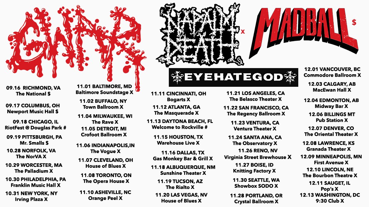 EYEHATEGOD To Join Gwar and Napalm Death For Massive North American Tour This Fall + A History Of Nomadic Behavior Record Release Shows Announced And More! <a href="/EyehategodNola/">EyeHateGod</a> <a href="/MikeIXWilliams/">Mike IX Williams</a> <a href="/bowerpower9/">Jimmy Bower</a> <a href="/BookingRetained/">ExtremityRetained</a>  earsplitcompound.com/site/2021/06/1…