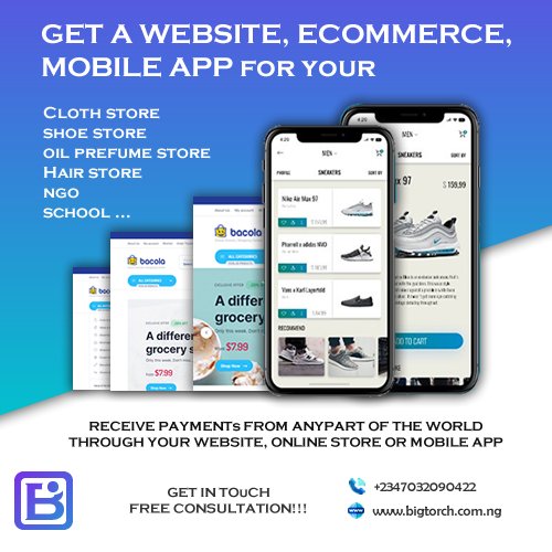 bigtorchng's tweet photo. Promote your business with an engaging 
• Website
• E-commerce Solution
• Mobile Application
𝓡𝓮𝓬𝓮𝓲𝓿𝓮 𝓹𝓪𝔂���𝓮𝓷𝓽𝓼 𝓯𝓻𝓸𝓶 𝓪𝓷𝔂 𝓹𝓪𝓻𝓽 𝓸𝓯 𝓽𝓱𝓮 𝔀𝓸𝓻𝓵𝓭!!!
𝕎𝕖'𝕕 𝕝𝕠𝕧𝕖 𝕥𝕠 𝕙𝕖𝕣𝕖 𝕗𝕣𝕠𝕞 𝕪𝕠𝕦 😉
https://t.co/9EK49soh79 https://t.co/71nUKCDlmj