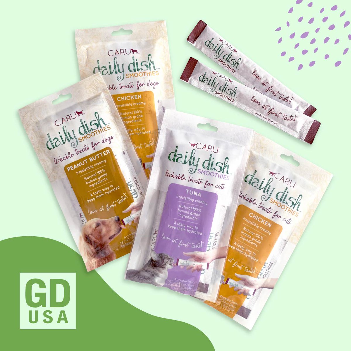Huge round of a-paws for our design team who won a <a href="/GDUSAmagazine/">Gordon Kaye</a> award for the <a href="/CaruPetFood/">Caru Pet Food</a> Daily Dish Smoothie packaging. You never cease to amaze us! #packaging #design #pettreats 👏🏻🏆🌟🥳