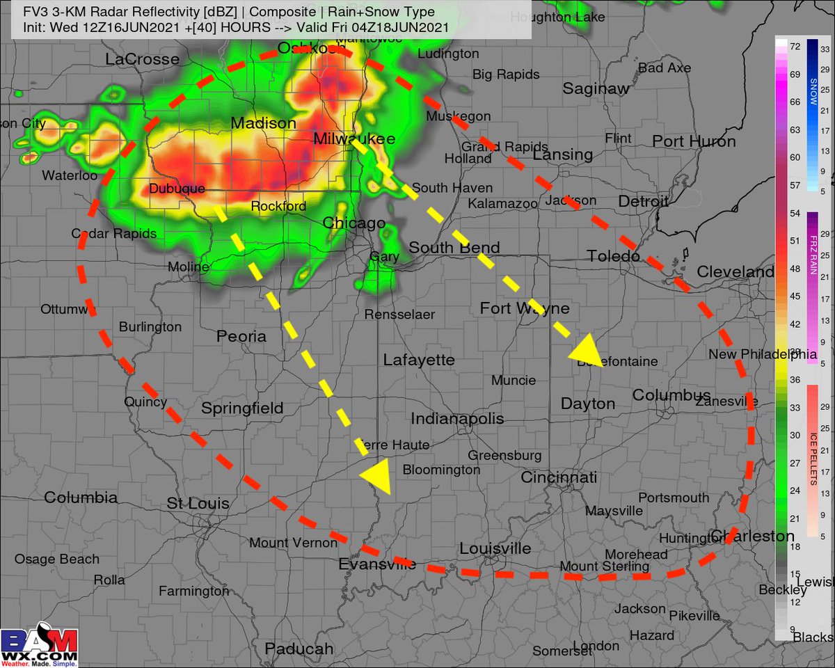 bam_weather's tweet photo. ⚠️We are worried about a damaging cluster of storms known as an MCC or possibly even a #Derecho Thursday night into Friday in this area here. 

Rains are welcome but not in this fashion. 🌬️

#AGwx #oatt #INwx #WIwx #ILwx #INwx #OHwx https://t.co/HrCJ4NOzRV