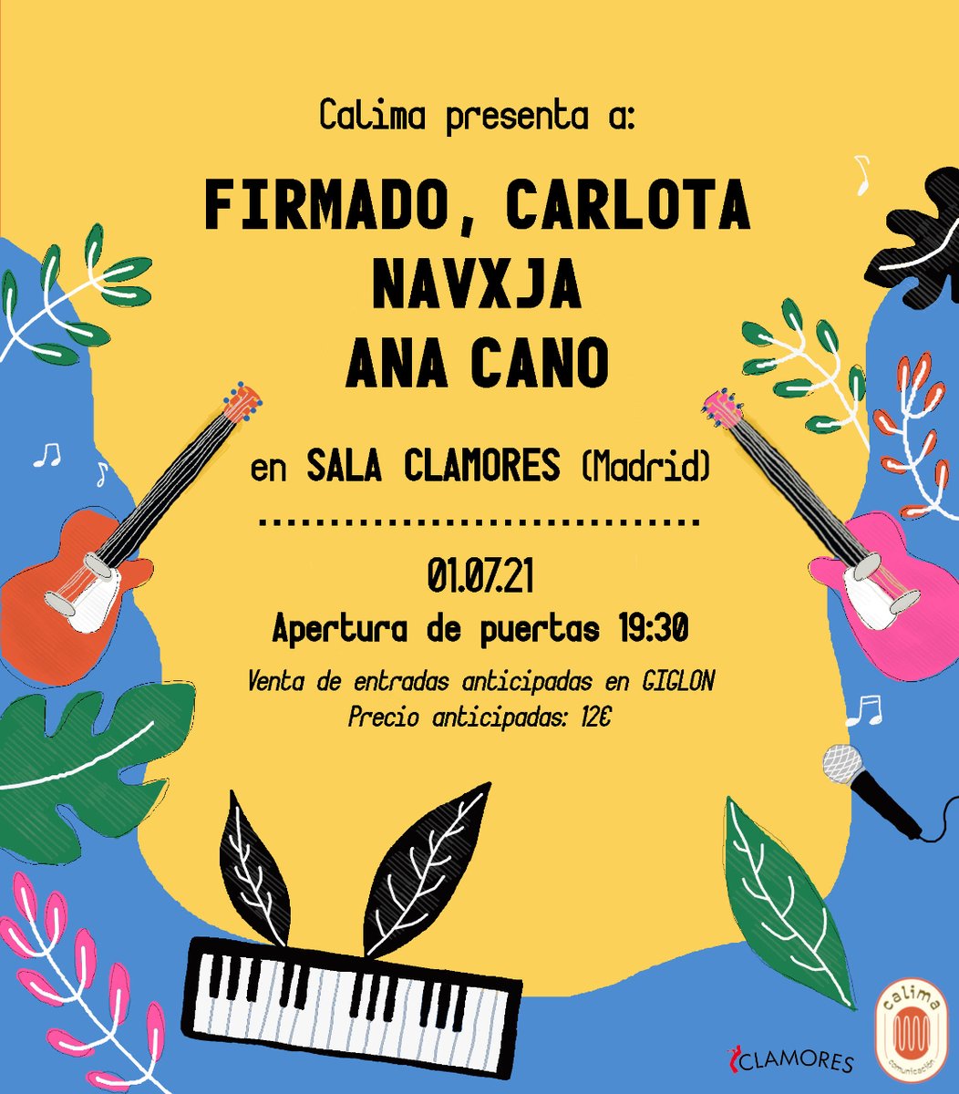 Primera edición del 'Calima presenta' con Firmado, Carlota, Navxja y Ana Cano en <a href="/salaclamores/">Sala Clamores</a> 
@calimacomunica