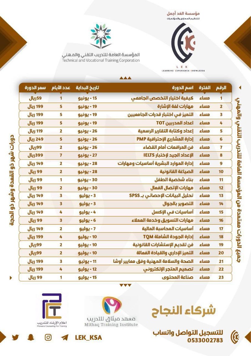 Asmaa_otb's tweet photo. بنات شباب الي يبحثون  عن دورات معتمده وبأسعار مناسبه فيه فريق @LEK_KSA يقدمون لكم دورات تدريبيه معتمدة وبأسعار مناسبه ورمزية من مدربين محترفين في مجال التدريب 🤩
+ فيه اسجيل فديو مباشر يومياً للدورة و إمكانيه مشاهدته في اي وقت 
للتسجيل:  https://t.co/U71WK7NIEy
#اعلان https://t.co/st5hBrvd10