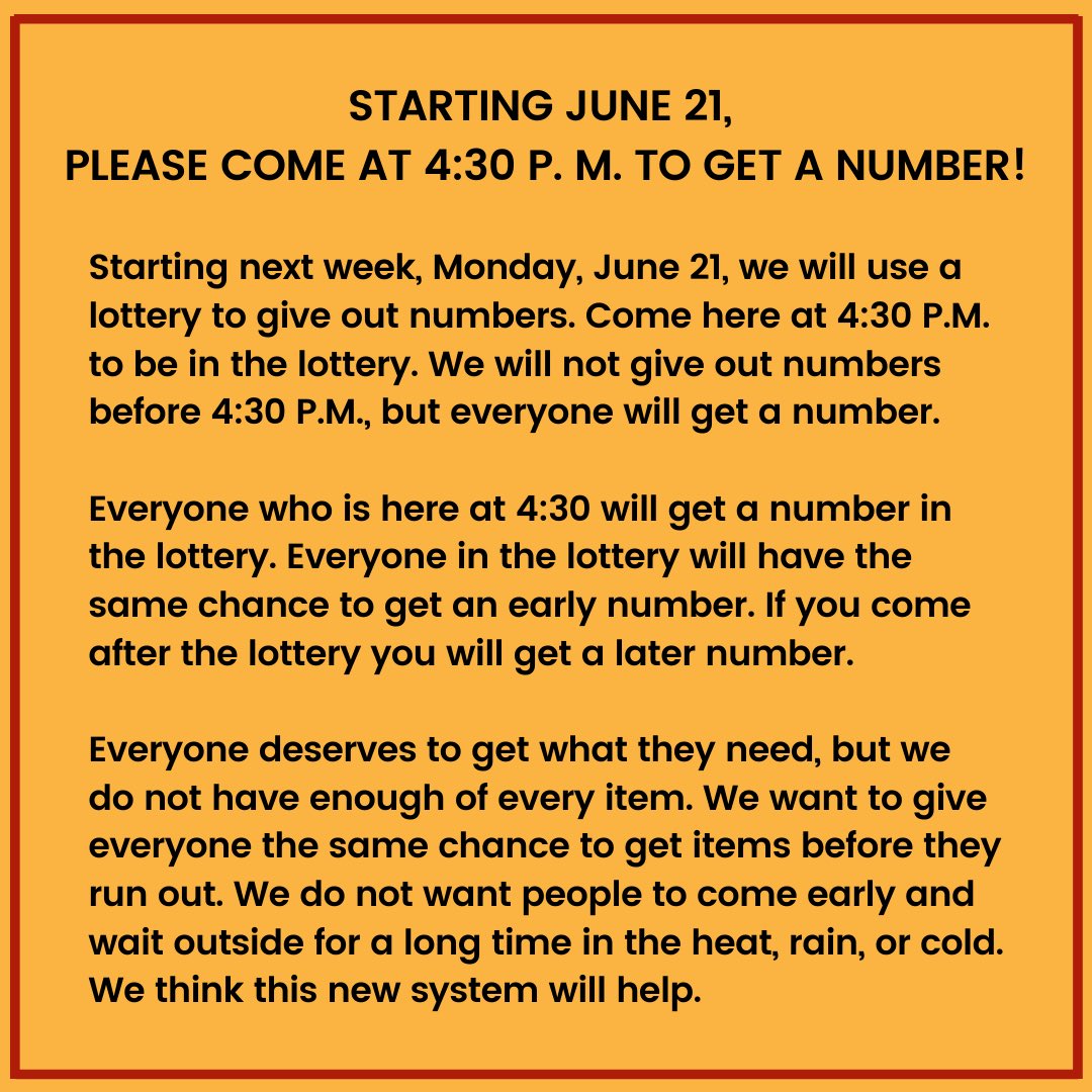 BostonDistro's tweet image. 🗣Important update about Monday grocery distros! Starting 6/21, please arrive at 4:30pm