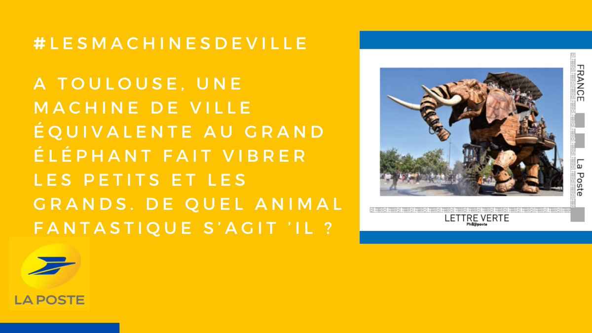 #JeuConcours Jour 3 #LesMachinesDeVille de #Nantes à #Toulouse 
Pour célébrer la sortie du collector composé de 8 timbres inédits le 19/06, partez sur les traces du Grand Elephant🐘
➡️Chaque jour, un étonnant voyage* à gagner⤵️
RT+Follow+Réponse en commentaire 
<a href="/lamachinefr/">Compagnie La Machine</a>