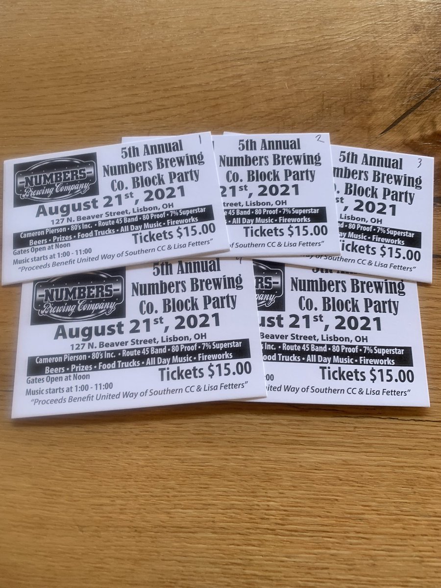NumbersBrewCo's tweet photo. It’s Numbers $3 DRAFT WEDNESDAYS! We have Block Party Tickets in at the brewery now. Pre sale tickets are $12 and at the gate is $15. Stop in today at 4pm grab a draft and get your tickets! 🍺 https://t.co/vDMHJnkNul