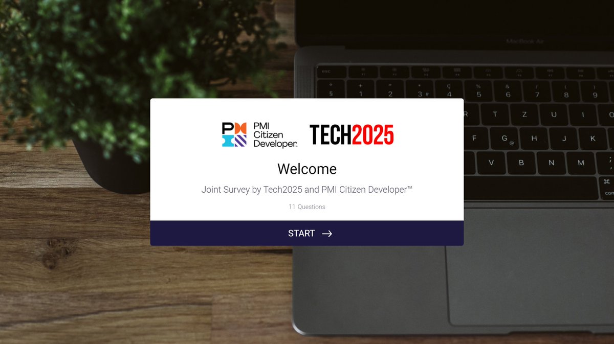 We are teaming up with <a href="/PMInstitute/">PMI</a> on a survey asking non-technical employees their thoughts on technology at work (specifically #nocode applications).
Please take a moment to answer 11 quick questions if you can (and share):  form.jotform.com/211537571899065🤩🚀