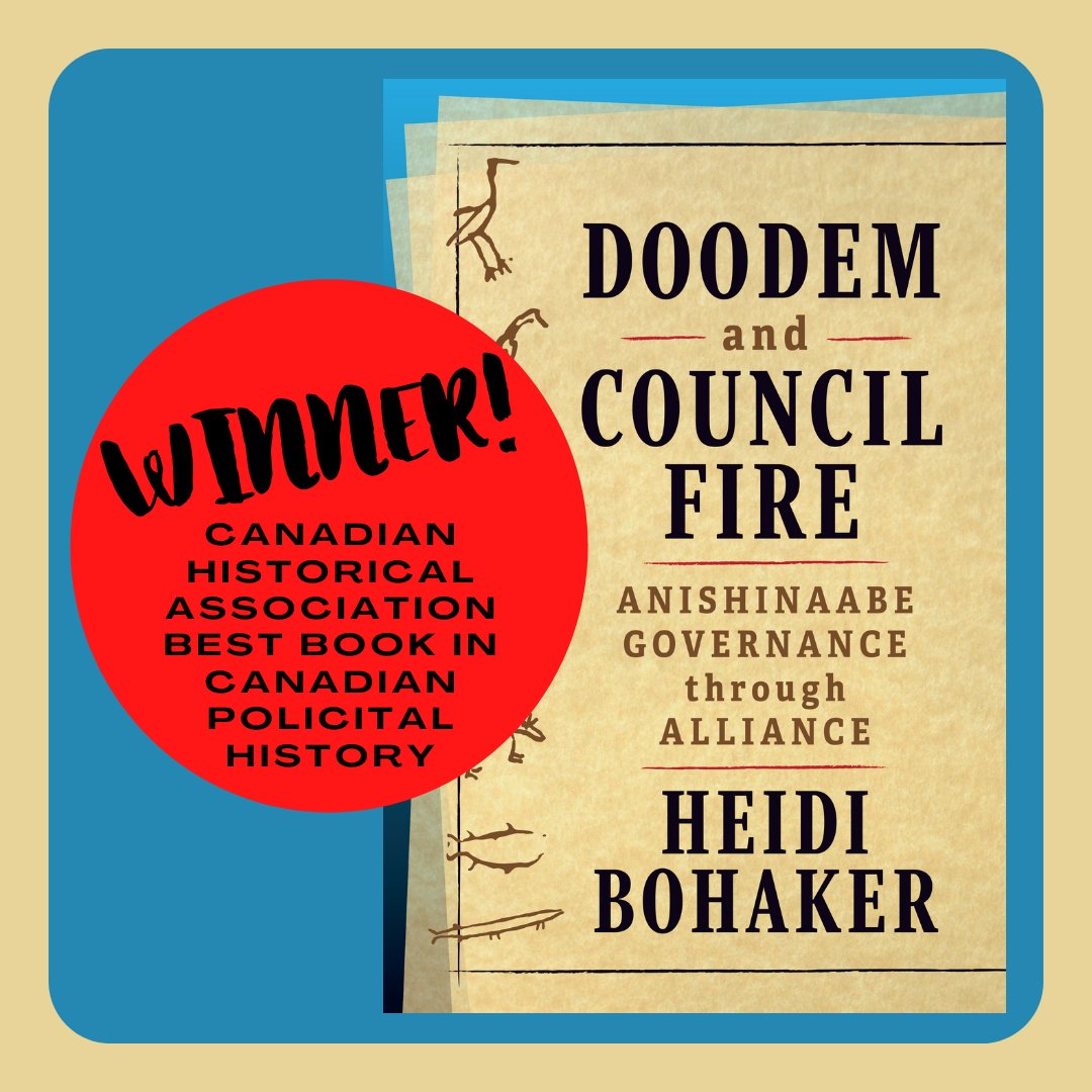 We are delighted to share the news that Professor Heidi Bohaker's Doodem & Council Fire has won for  Canadian Historical Association's  Best Book in Canadian Political History! 🎉  Congratulations, Prof. Bohaker!!  🎉
#historyaward #bookprize #uofthistory